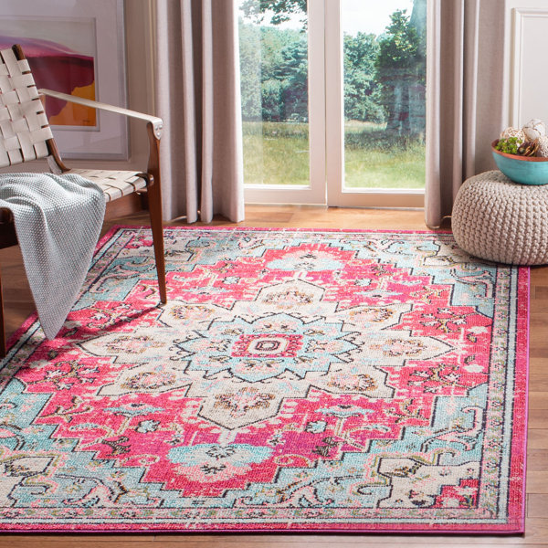 Bungalow Rose Gutierez Oriental Pink/Blue/Beige Area Rug & Reviews
